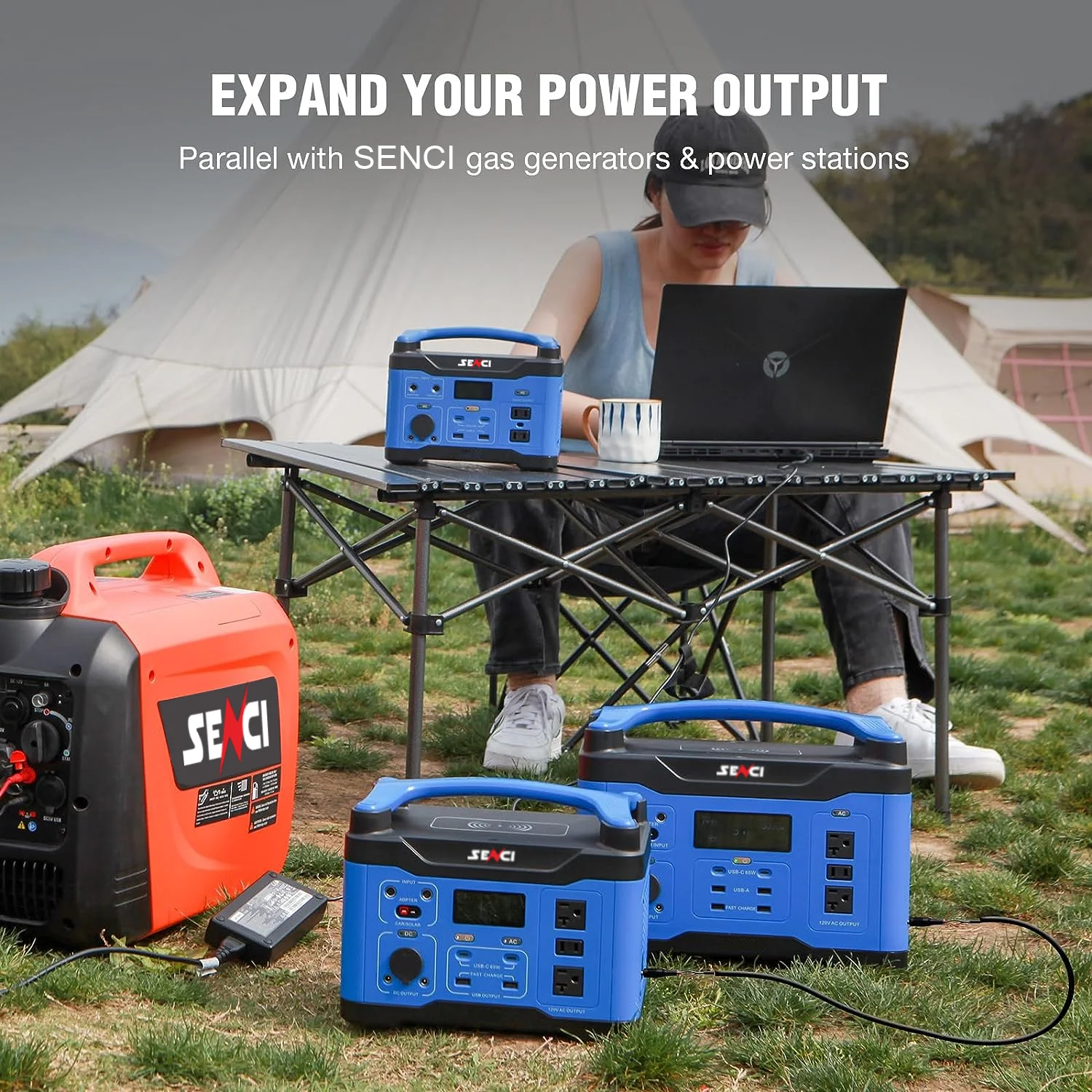SENCI Factory 800W 891WH solar portable power station solar AC output  DC input portable power station for camping