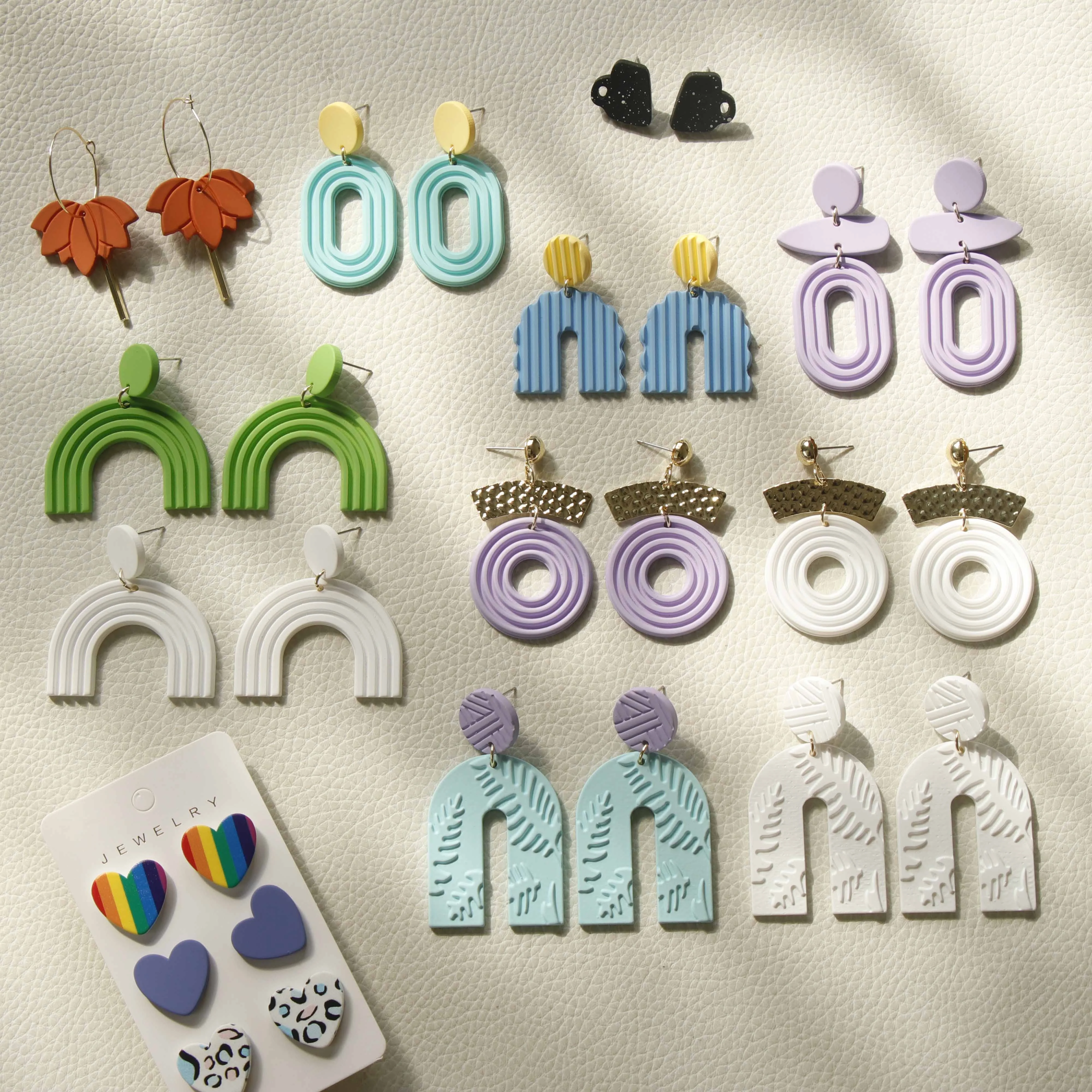 JUHU Elegant acrylic hollow out round geometric arch heart leaf tea cup earring fashion jewelry 2022 wholesale women accessories