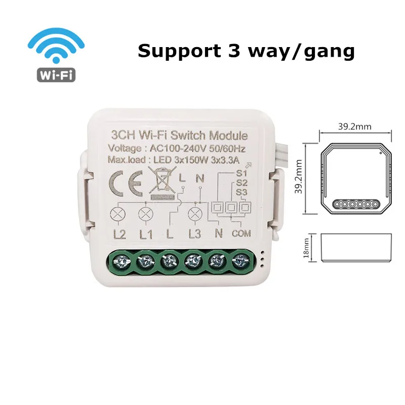 Diy Wifi Switch Relay Module 3 Gang Controller Timer Light Switch Voice Control Work With Alexa Google Home