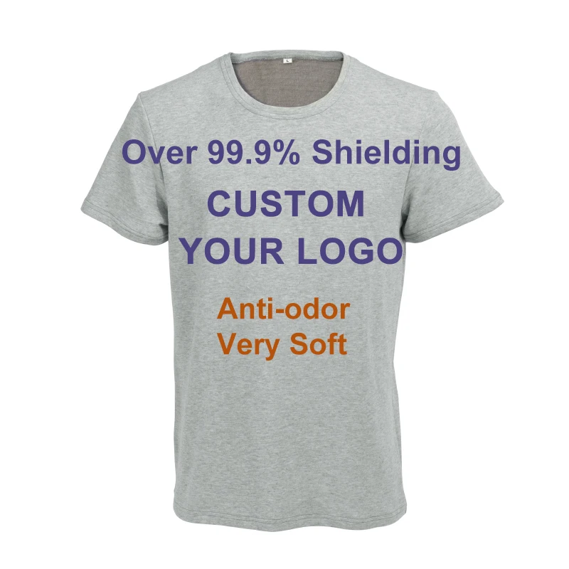 Custom logo emf protection shielding blocking men t shirt with pure silver fiber