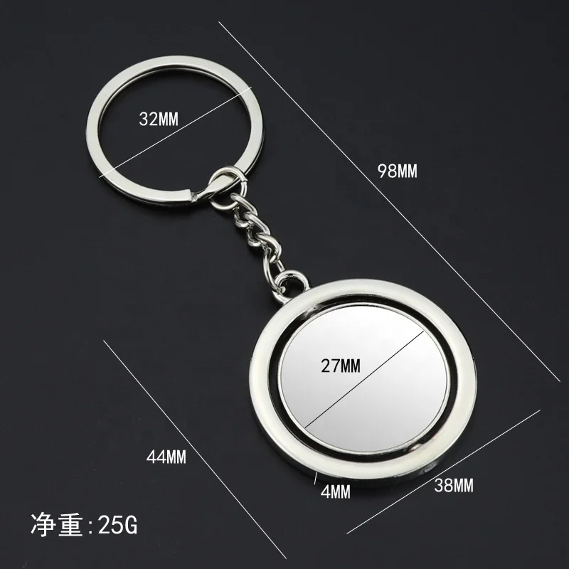 Cheap Bulk Stock Rotating Metal Keyring Blank Spinning Keychain Round Square Key chain
