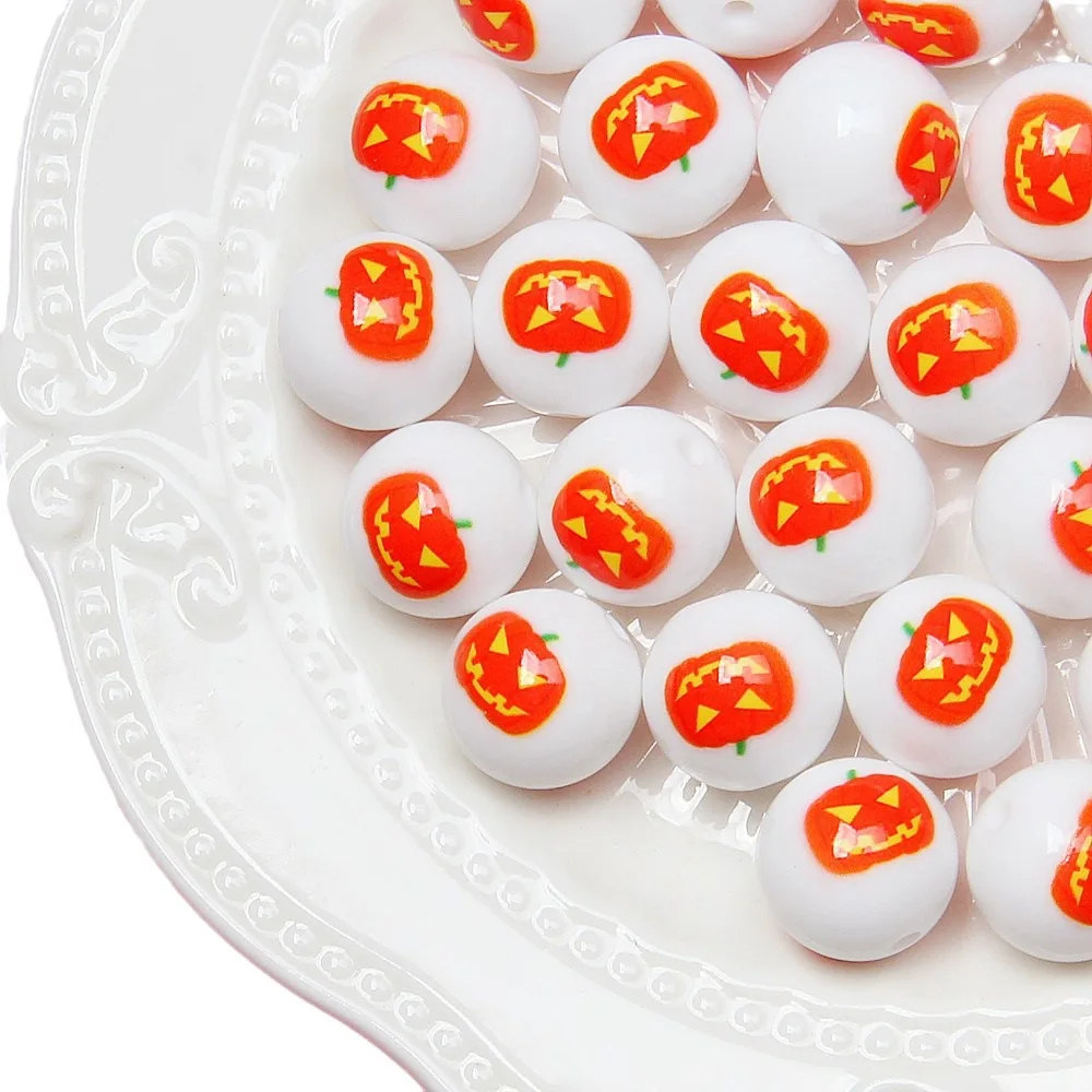 miaobei 2023 Halloween Pumpkin Ghost hand-painted beads Wholesale beaded diy bracelet car hanging loose