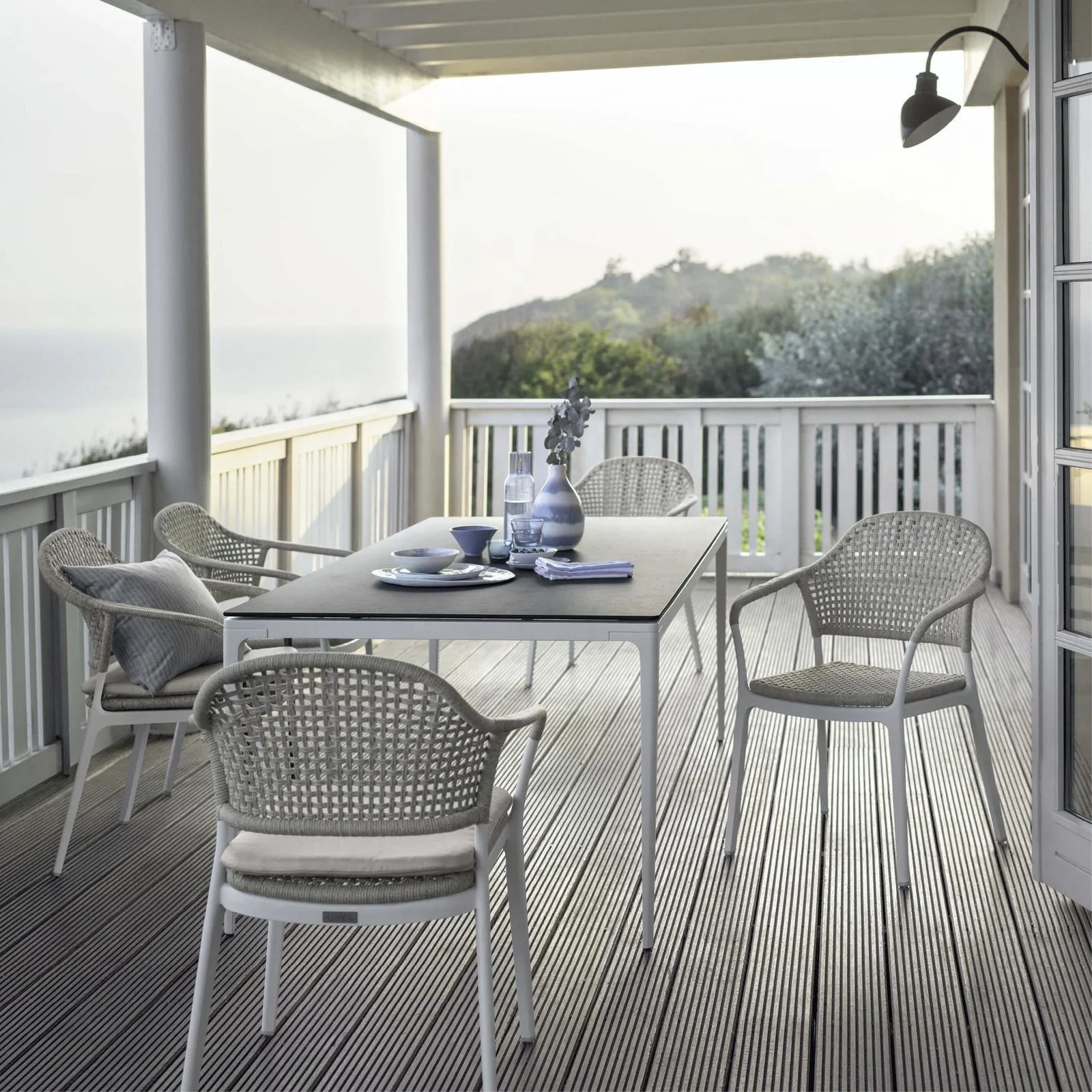 Прямая Продажа с фабрики классический дизайн алюминиевая веревка тканый обеденный стул Штабелируемый открытый стул