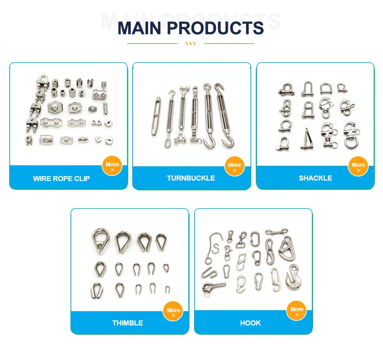 Cable Railing Fittings Heavy Duty SUS304 316 Stainless Steel Wire Rope Clamp Round Clip Rigging Cable Clip Stopper on Wire Rope