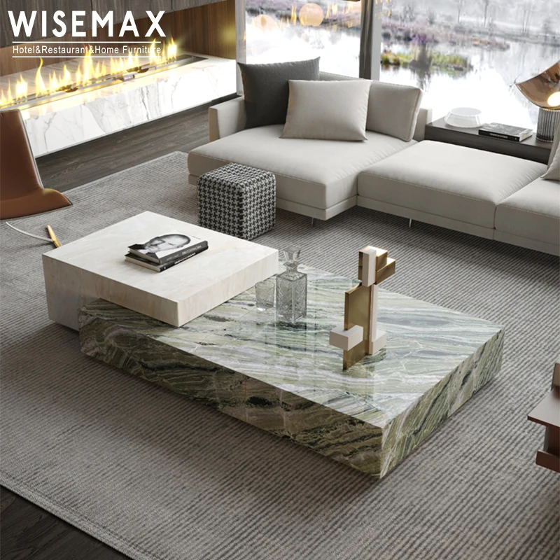 Мебель WISEMAX дизайнерская мебель для гостиной диваны центральный стол прямоугольный кофейный столик из натурального мрамора набор роскошный современный