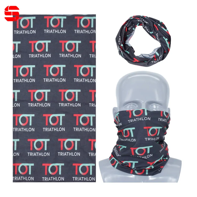 Custom Design Printed Logo Buffs Seamless Tube Tubular Bandana Scarf Face Cover Neck Gaiter with Customized Logo
