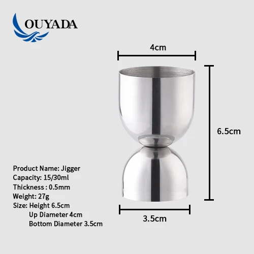 OUYADA Factory Direct 1oz 30ml Stainless Steel Balance Bell Peg Measuring Shot Cup Bar Cocktail Jigger