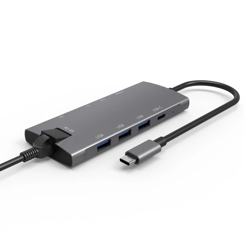 9 Port Type C USB Hub to RJ45 Gigabit Ethernet Dual USB C Docking Station For MacBook Pro Laptops USB Hub