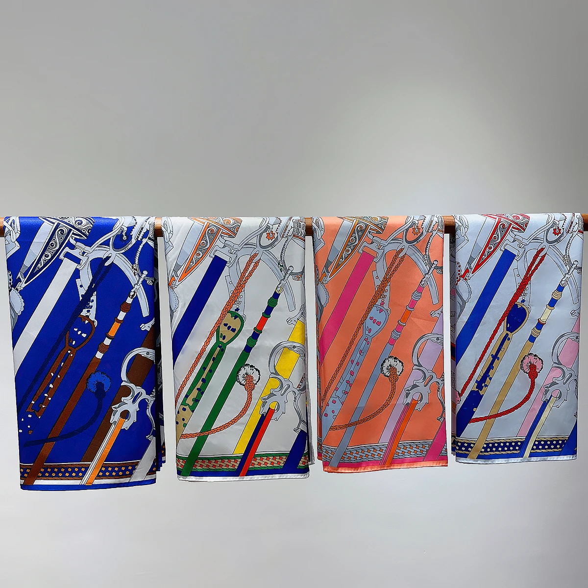 Wholesale silk scarf custom printing logo 90*90cm large square satin silk scarf shawl hand rolled silk scarves for women