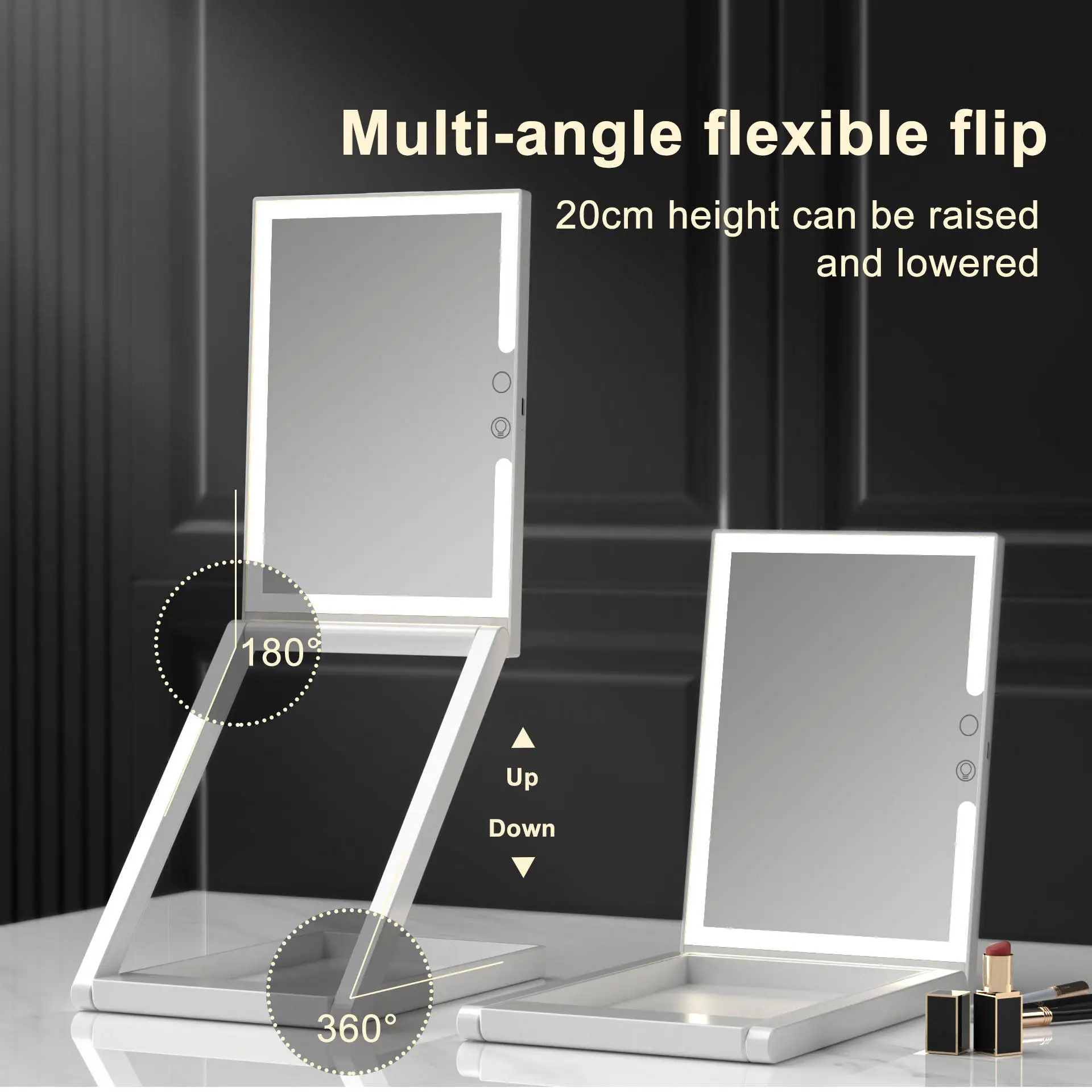 Home Desktop Foldable LED Makeup Mirror with Multi angle Adjustment for Dressing Mirror makeup mirror elliptical