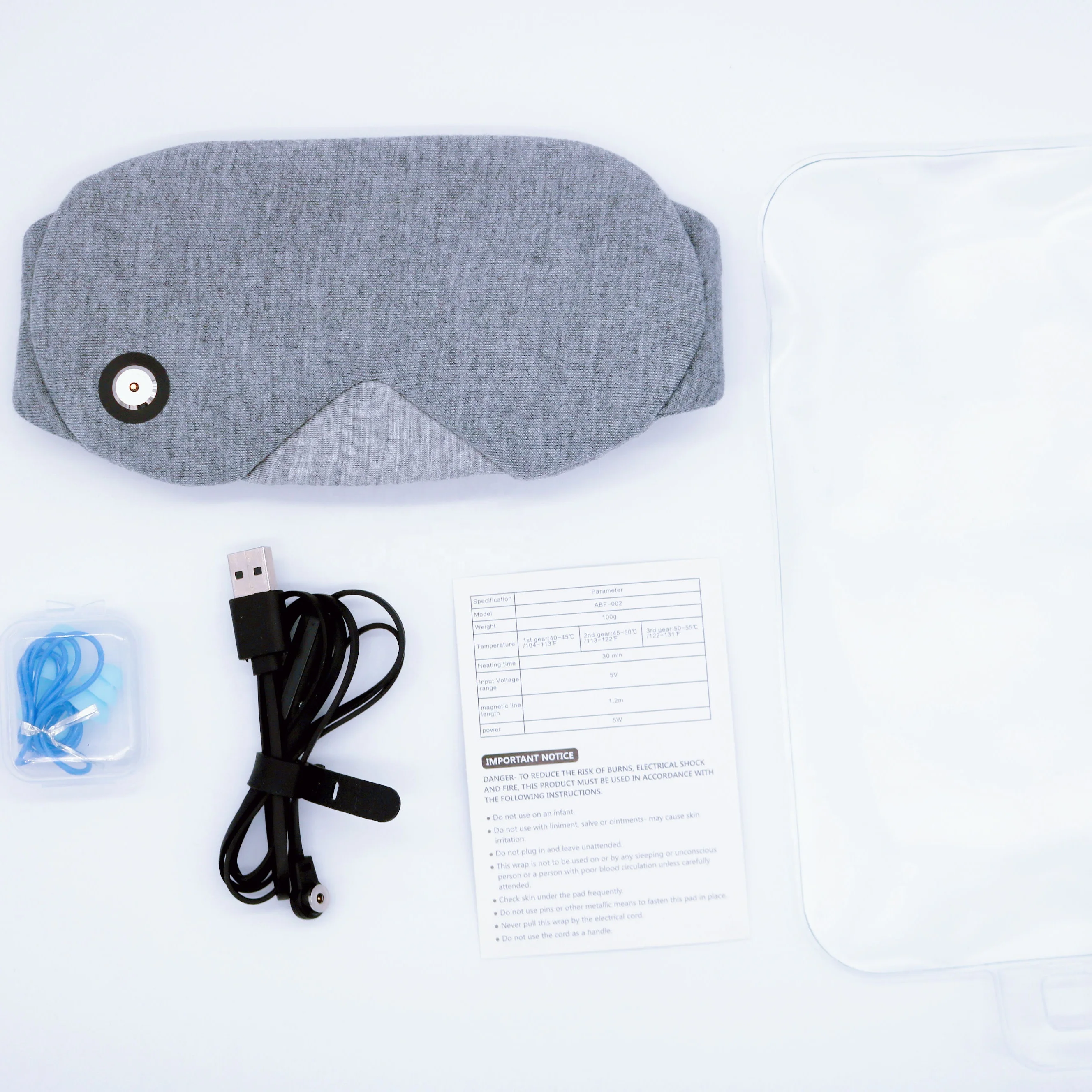 Comfortable Reusable USB Magnetic Electric Heating Steam Blindfold Soft Sleeping Satin Silk Eye Mask