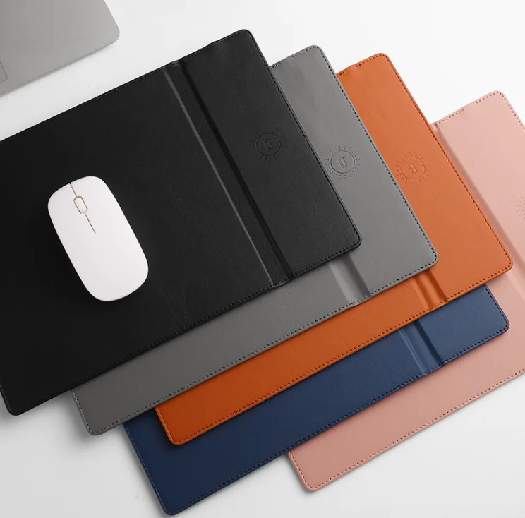 Multifunctional Wireless Charging Standard PU Mousepad 15w Fast Charger Waterproof Desk Office Computer Mouse Pad Custom Logo