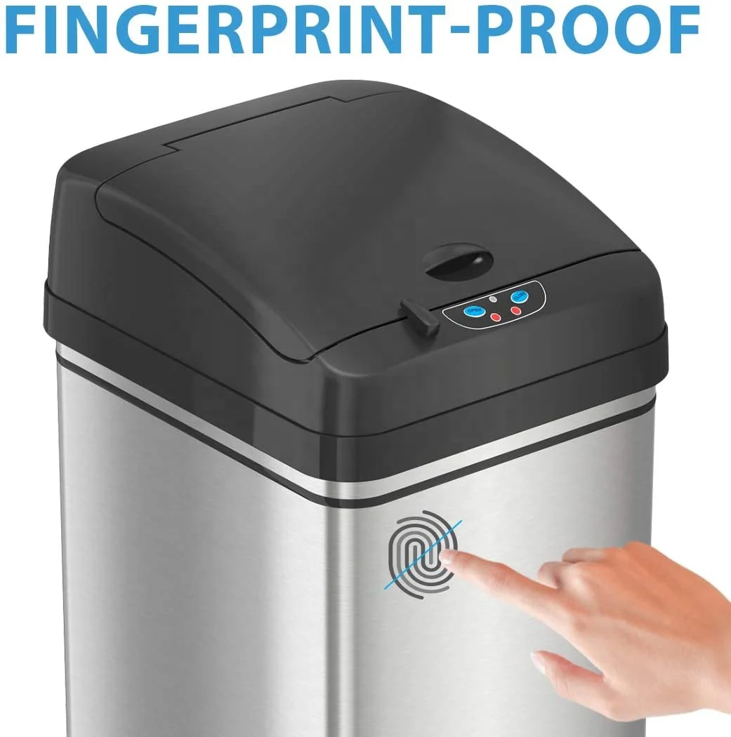 Supplier Wholesale Large Capacity Smart Automatic Stainless Steel Waste Garbage Recycle Bin Trash Can With Sensor Touch-Free
