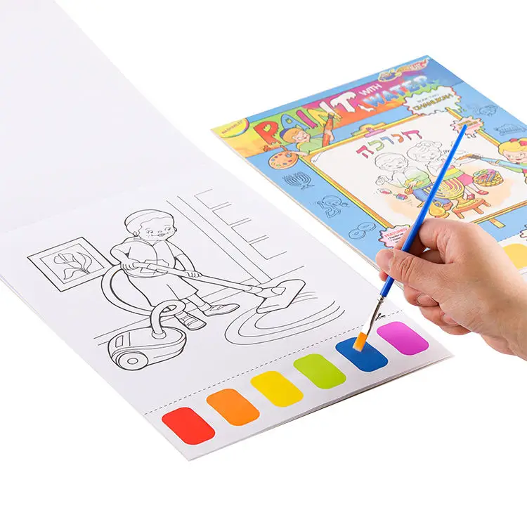 Custom Pocket Watercolor Painting Book for Kids Palette Paint Book Water Coloring Drawing Book Toys Set with Brush