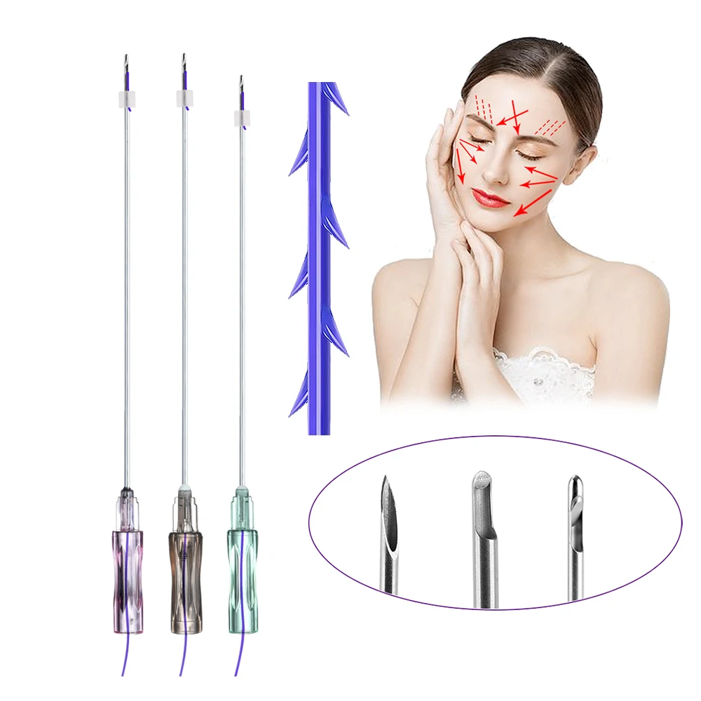 Korean V Hilos Tensores 21G 100mm Face Lifting Barbed Type L 6D Cog Lift Pdo Thread