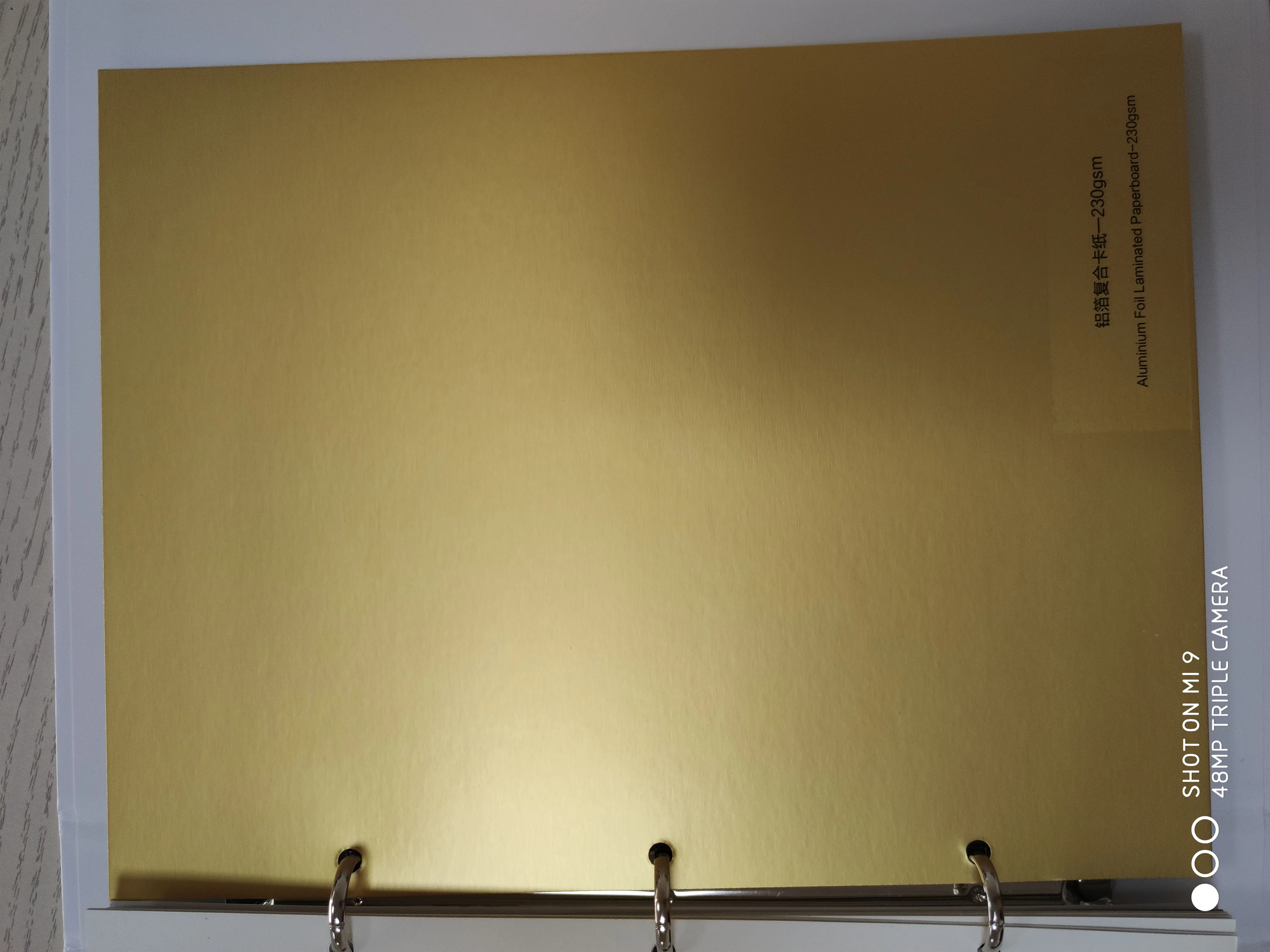 laminated golden aluminum foil paper metalized paper board