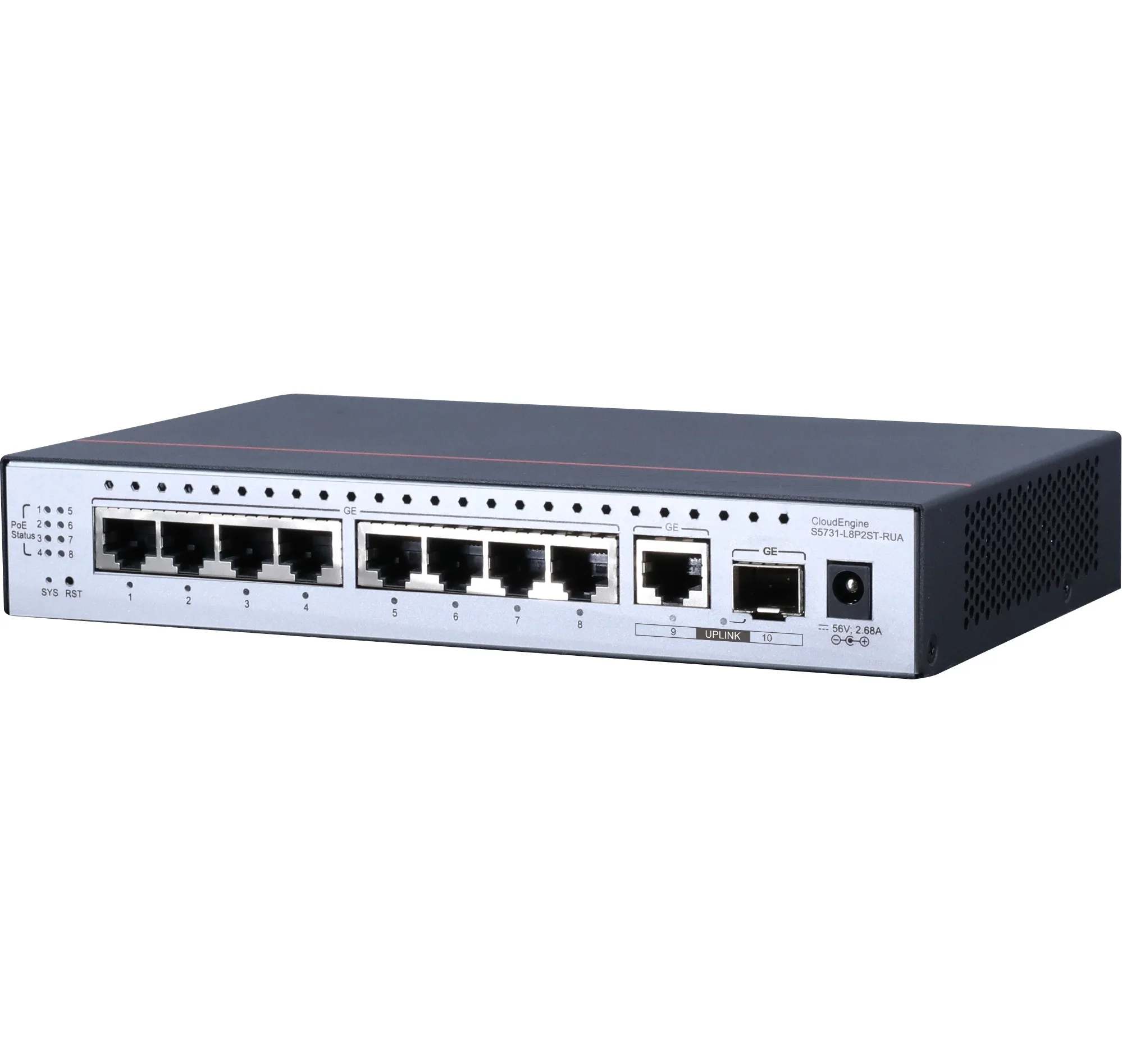 8 Port Full Gigabit Optical Fiber Managed PoE Ethernet Switch CloudEngine S5731-L8P2ST-RUA with Switching Capacity 52 Gbit/s
