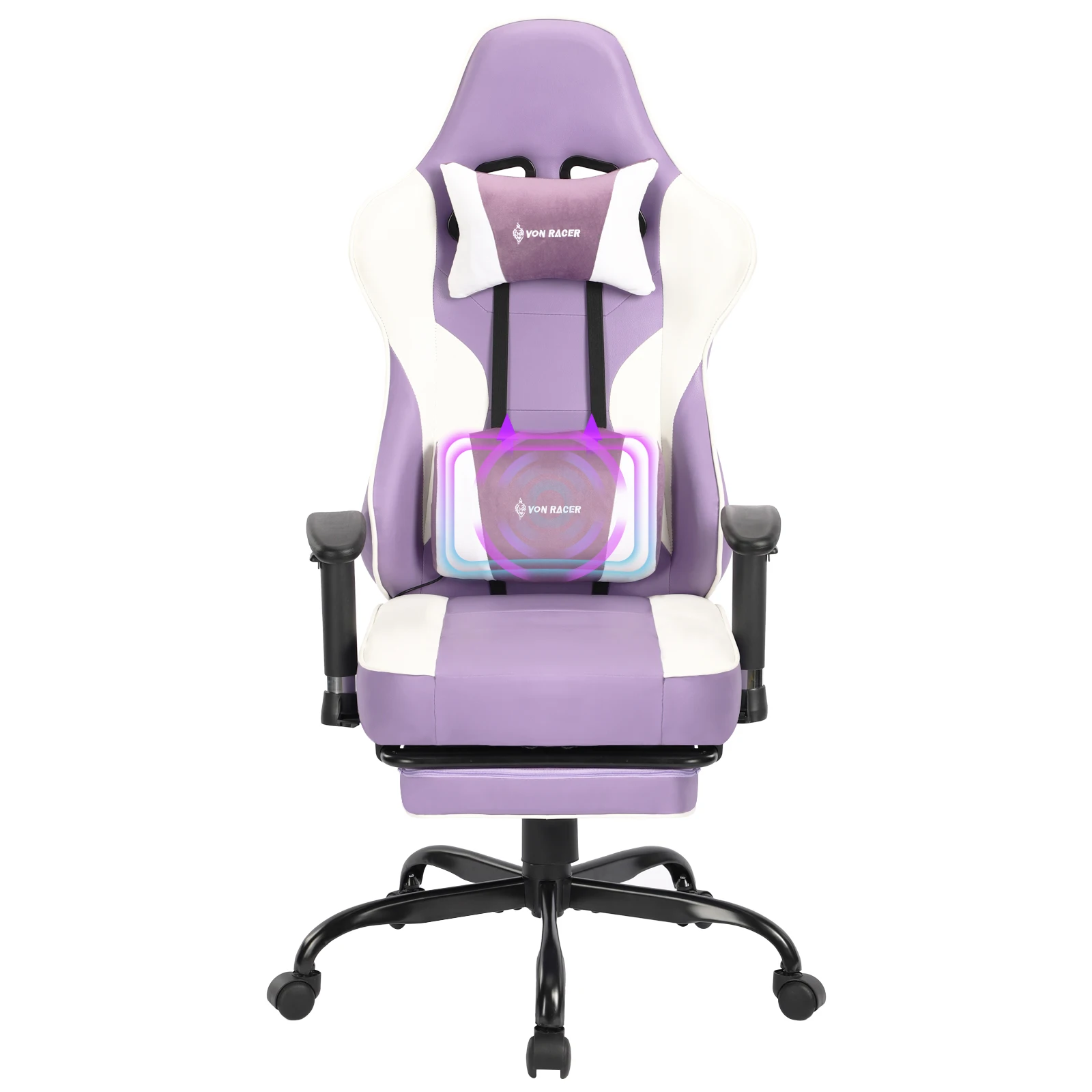 Оптовая продажа VANBOW silla gamer хорошее фиолетовое и белое игровое кресло из искусственной кожи с высокой спинкой подставкой для