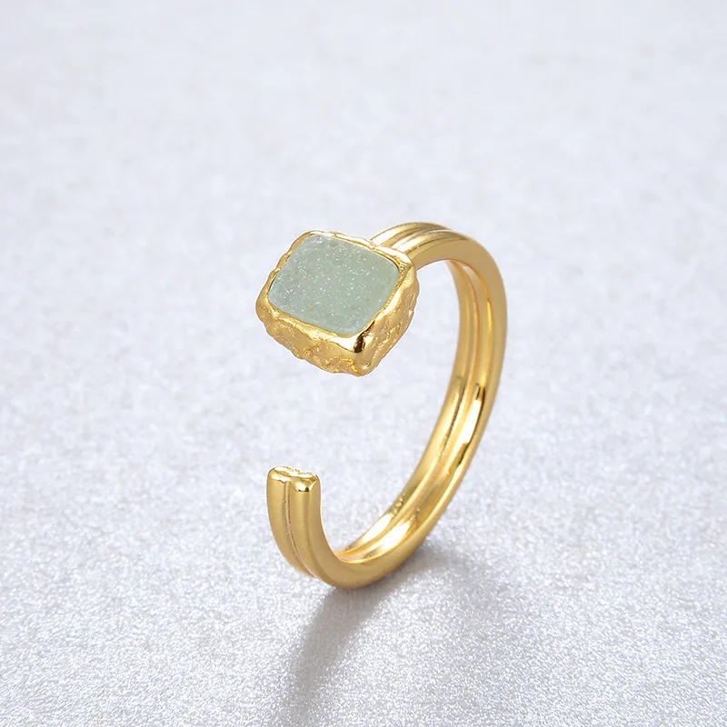 New Arrival 925 Sterling Silver Moonstone Natural Stone Adjustable Open Rings For Women