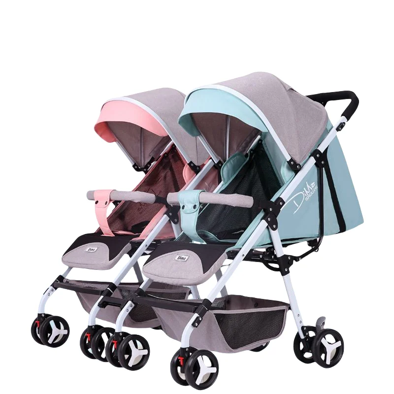Twin baby stroller detachable can sit and lie down shockproof folding small baby stroller