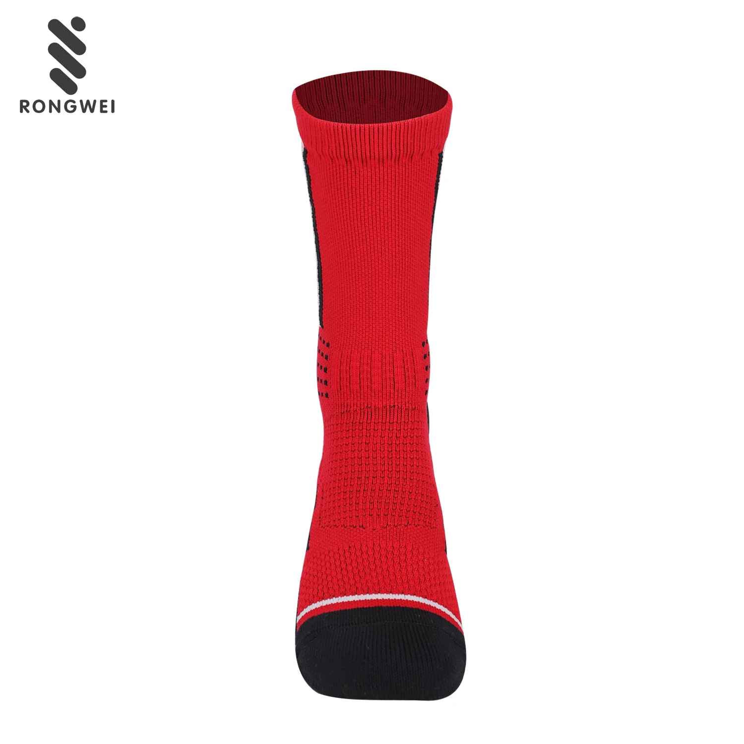 Custom professional breathable non-slip red crew basketball sports socks for mens