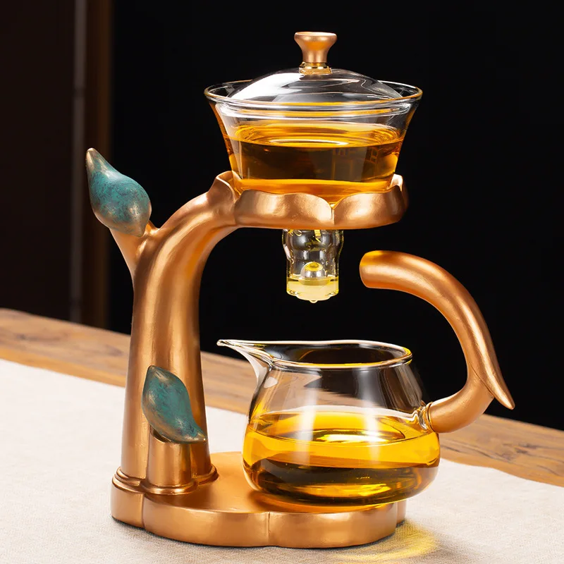 Glass tea set home magnetic semi-automatic lazy tea making artifact office kung fu teacup teapot small set