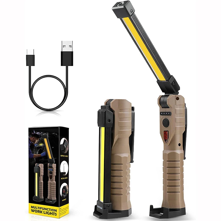 180 Degree Rotate LED Flashlight with Magnetic Base and Hanging Hook Rechargeable  Work Light