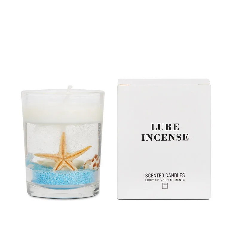 Holiday Ocean Seashell Base with Candles With Jelly Wax For Wedding Home Gift