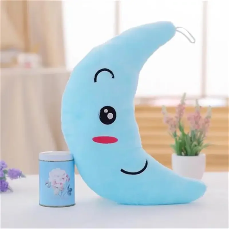 HOT wholesale Luminous Toy Moon Shaped Pillow Soft Stuffed Plush Glowing Colorful Moon Light Toys