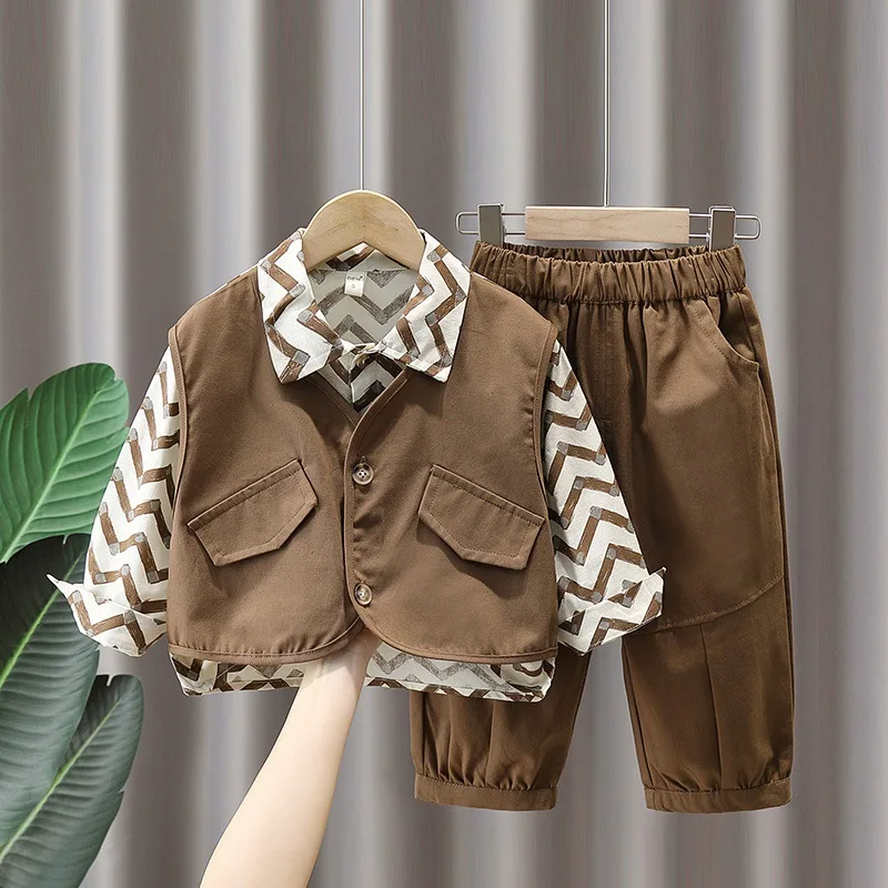 New Fashion Spring Kids Suits Autumn 3pcs Cotton Casual Boutique Teenagers Boys Clothes Sets