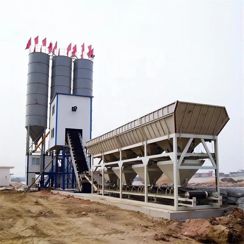 Mhzs60 Free Foundation 60M3/H Automatic Concrete Batching Plant For Medium-Sized Construction Sites Light Concrete Making Plant