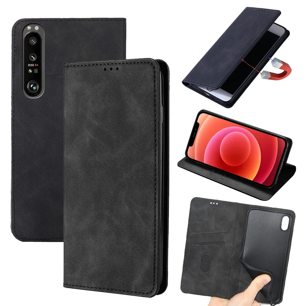 Leather Mobile Phone Case for Sony Xperia 1 5 10 II III 20 L3 L2 L1 XA1 XA2 XA3 XZ2 XZ3 XZ4 Z5 Plus Wallet Phone Covers