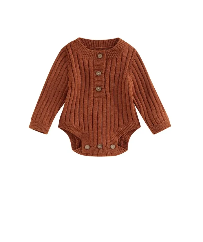 Spring Autumn Custom Newborn Kids Baby Wear Toddler Knitted  Sweaters Jumpsuits Bodysuits Rompers