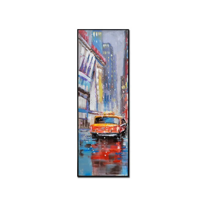 
3 panel combination cityscape handmade colorful canvas painting wall art 