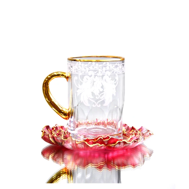 Оптовая продажа, арабские чайные и кофейные чашки, наборы блюдец с немецкой окантовкой из настоящего золота