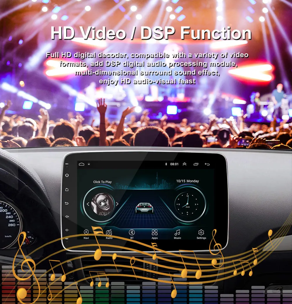 10 9inch rotatable Touch Screen 1din single 2din Android9.0 Car Radio autoestereo MP5 dvd Player multimedia entertainment system