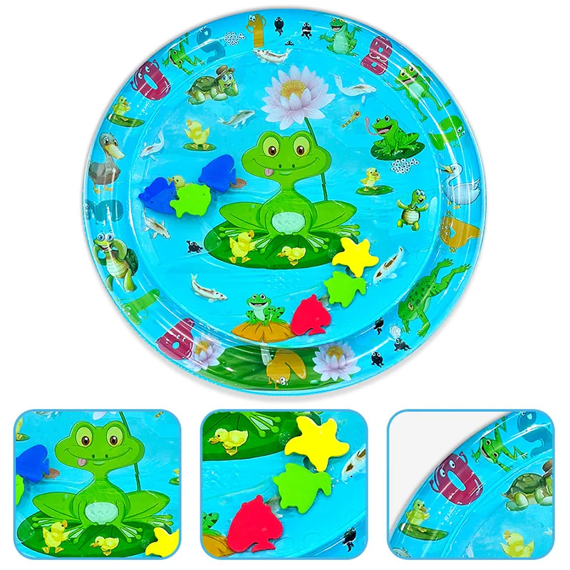 Eco-friendly PVC portable convenient inflatable infant baby water play mat for learning Tummy time play mat