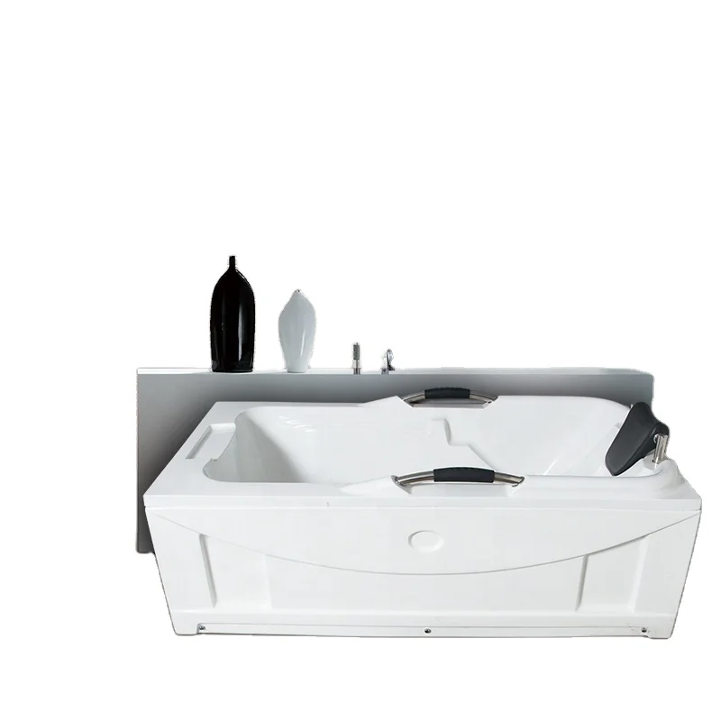 2022 Hot Cheap Acrylic tub Xuancheng 2 handles square bath pillow apron bathtub simple bathtubs