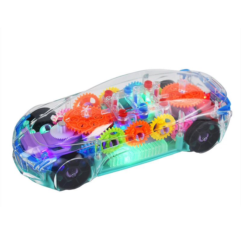 Hot Selling Manufacturer Electric toys car transparent gear gimbaled concept car with automatic steering light music