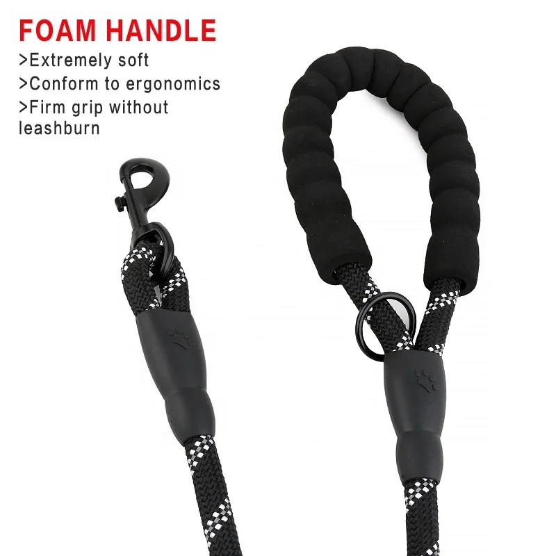 2023 Hottest heavy Duty climbing rope dog leash with comfy padding on handle matching poop bag holder bowl ect in stock