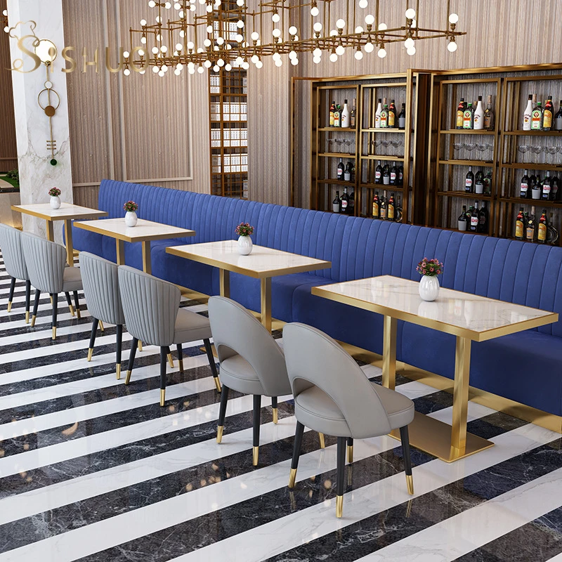
FOSHAN furniture supplier marble dining table and chair for coffee shop 