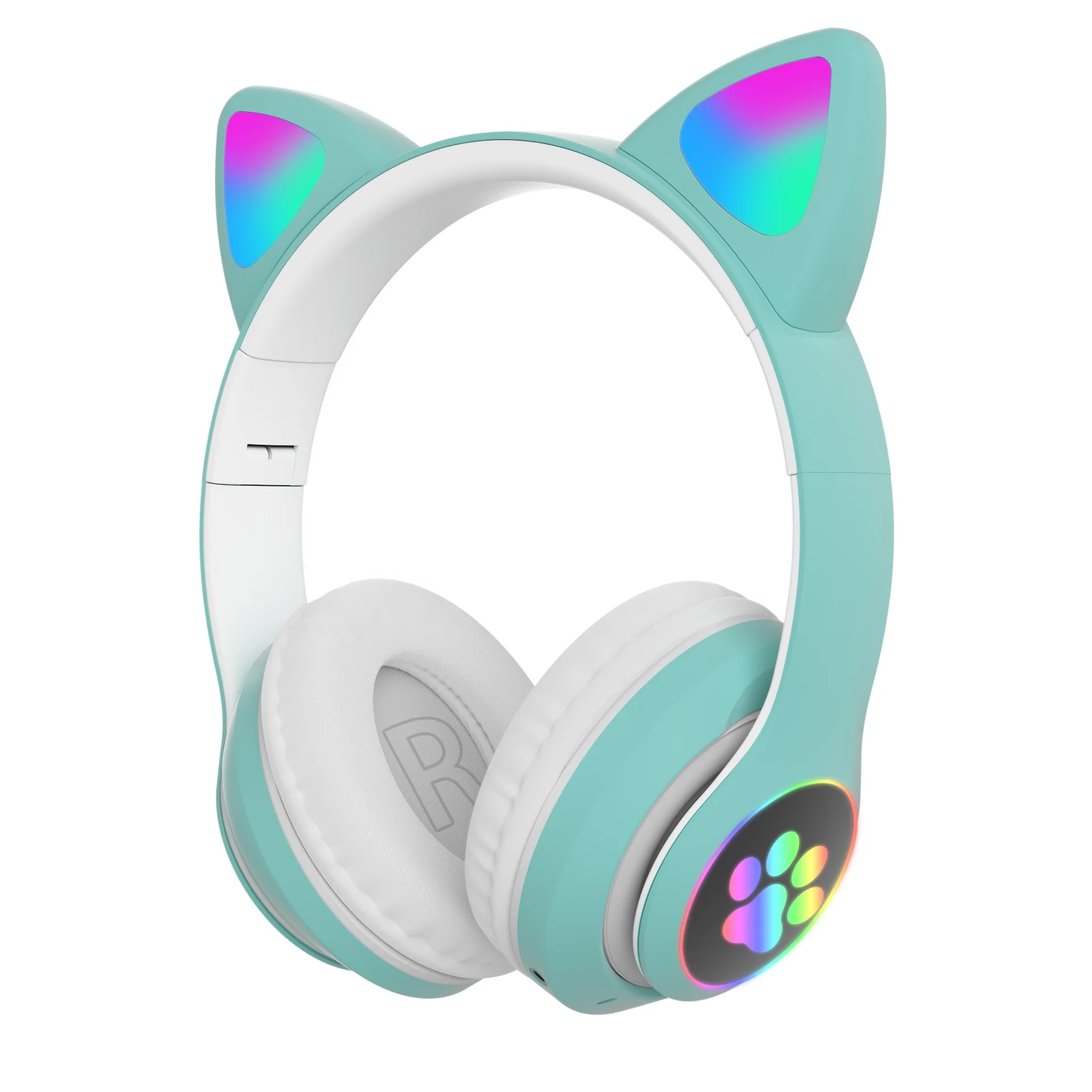 LED Flash Cute Cat Ears Wireless Headphone With Microphone Stereo BT Headset Support TF Card for Kids Girl Music Gift