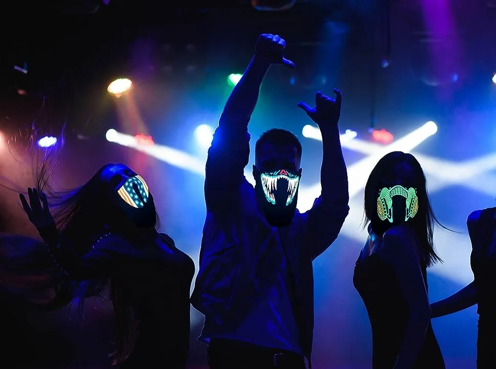 Ready to Ship Activated El Half Panel Mask Light Up Scary Mask Glowing LED Face Mask for Festival Party