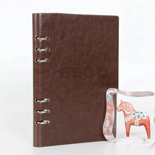  Пользовательский женский кожаный без даты 6 колец ежедневный Еженедельный ежемесячный планировщик Обложка вкладыши блокнот с листьями