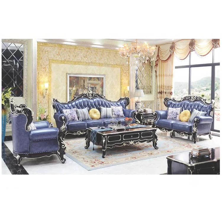 Luxury French Baroque Living Room Sofa Set Royal Hand Carved Fabric Sofa European Living Room Furniture