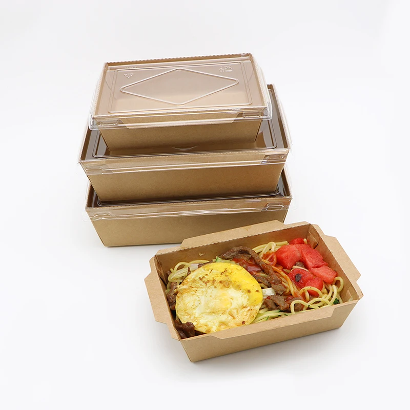 Eco friendly packaging custom printed disposable brown kraft paper food trays for food