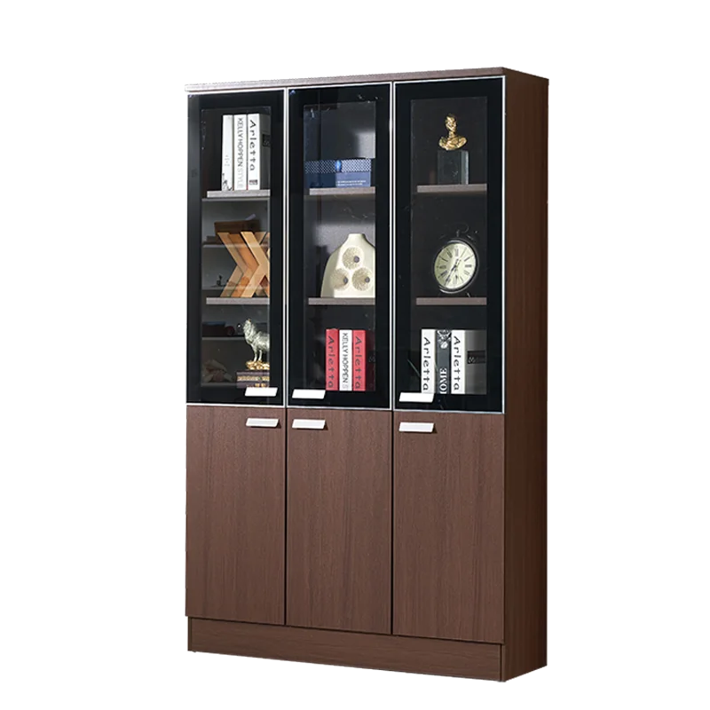 2021 китайский завод, лидер продаж, деревянный книжный шкаф, двери из закаленного стекла, офисная мебель, книжная полка