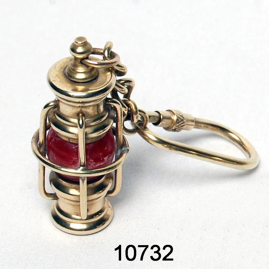 Nautical Brass Lantern Shape Keychain Luxury Quality Metal Key Ring & Chains Economically Priced for Export
