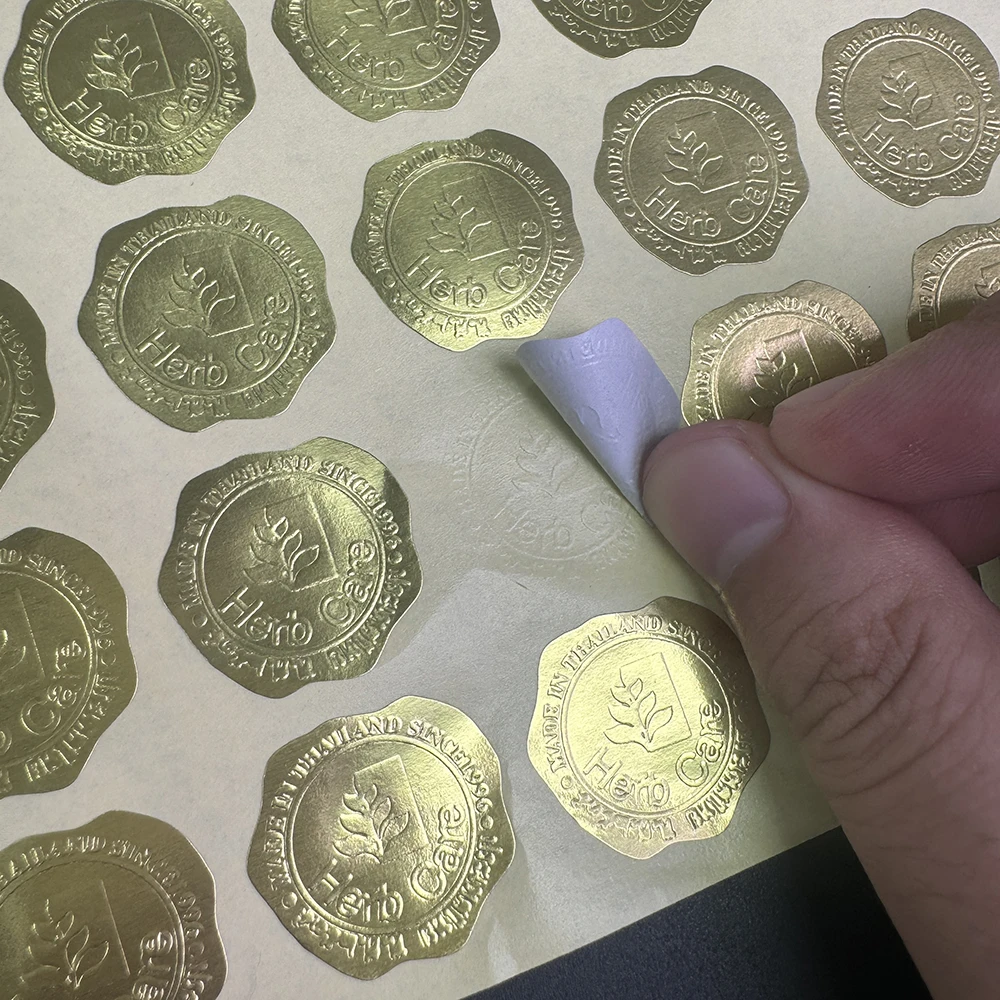 Wholesale Raised Floating Gold Sealing Stickers Matte Silver Embossed Adhesive Stickers Logo Labels For Envelopes