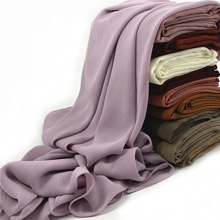 New Arrival Fashion Chiffon Hijab Amazon Hot Sale Pleated Chiffon Long Scarf Ladies Summer Hijab Shawl